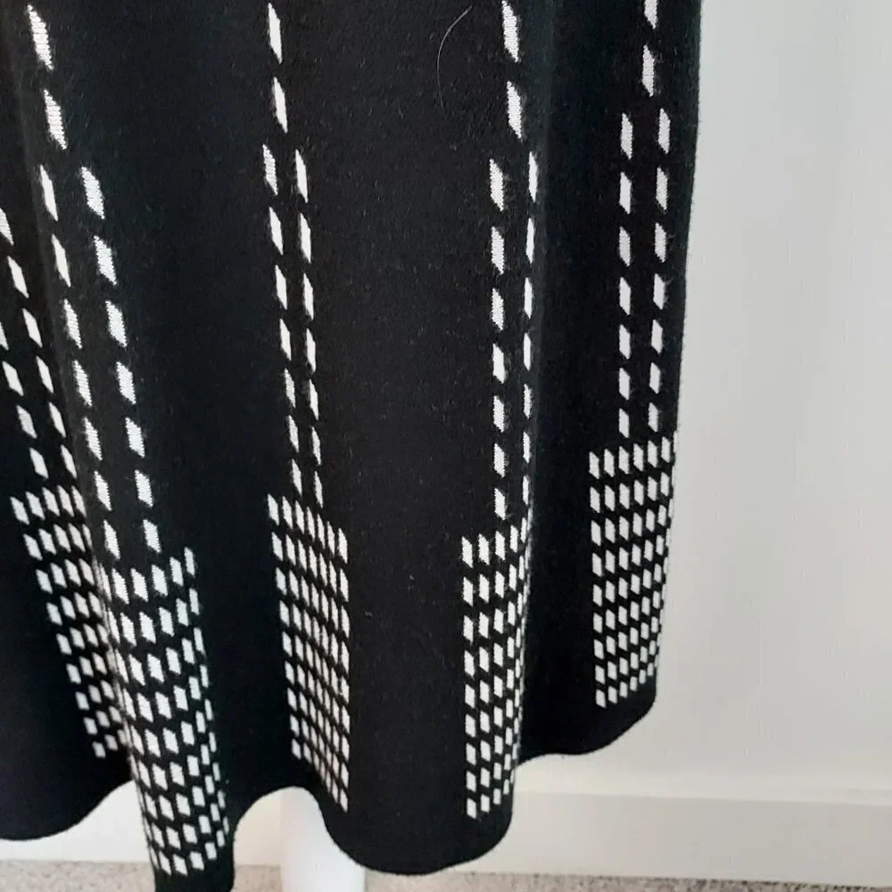 CeCe Black Knit Fit & Flare Sweater Short Sleeve Dress